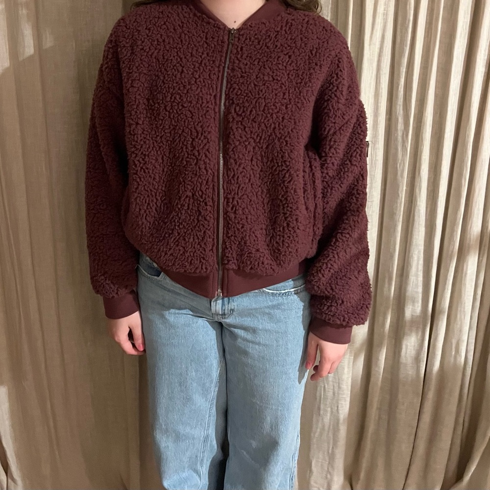 Hippie Rose Purple Teddy Jacket Plush Zip-Up